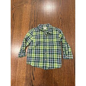 Cherokee long sleeve button down plaid green boys sz 2T